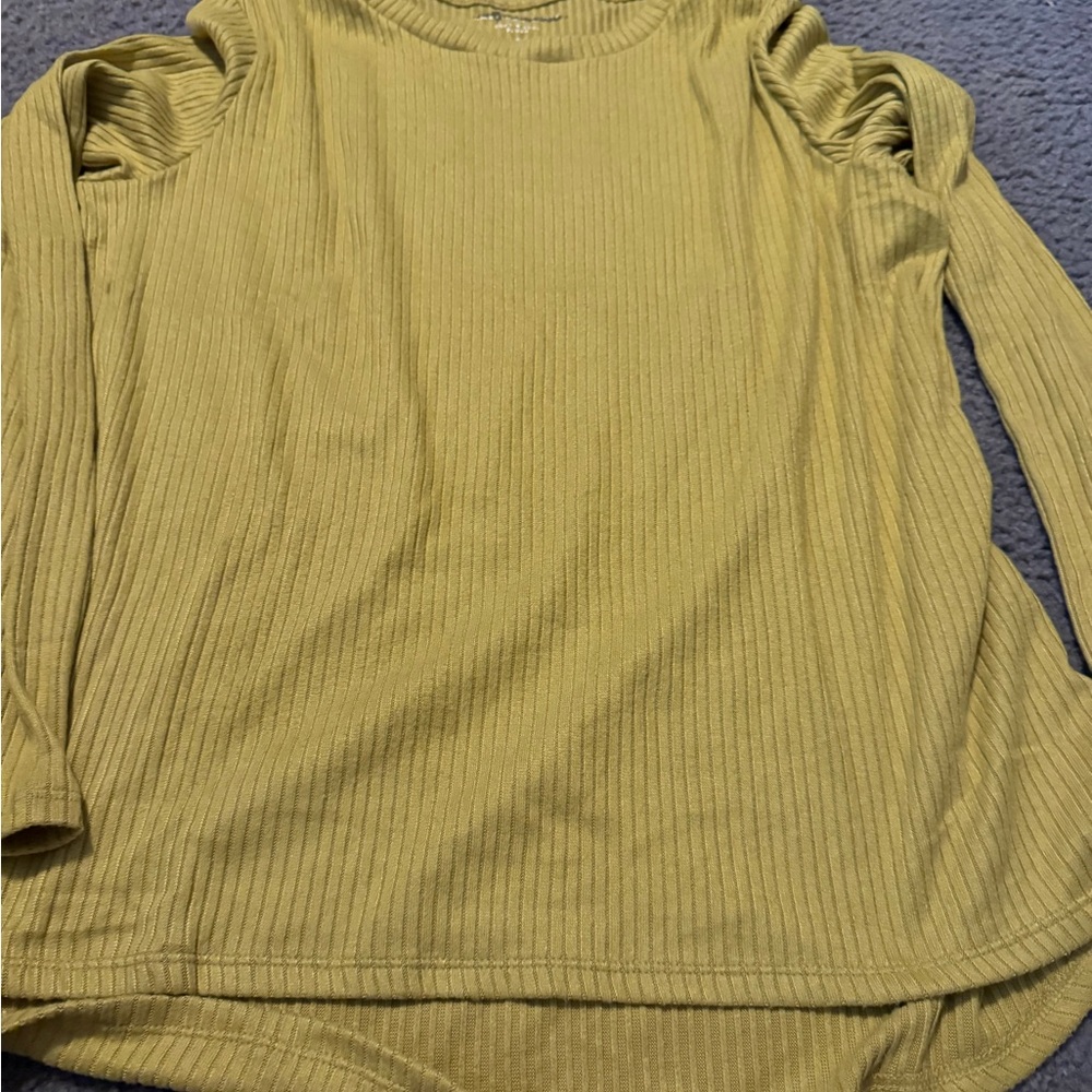 American Eagle Outfitters Yellow Ribbed Blouse